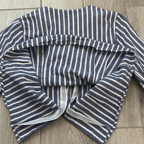 Navy and White Striped Button-Down Shirt - Picture 11 of 15